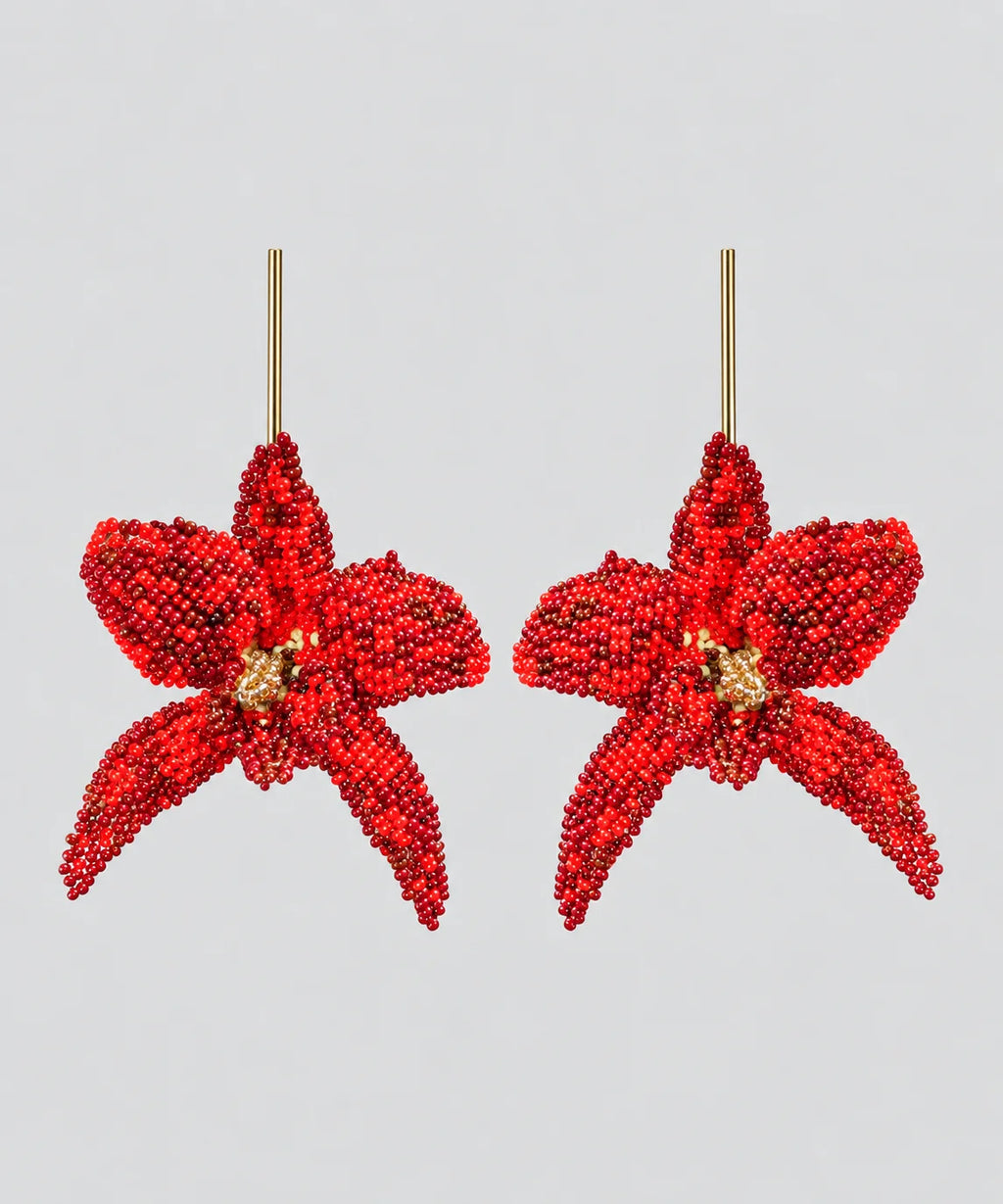 La Flor in Red Handmade Earrings