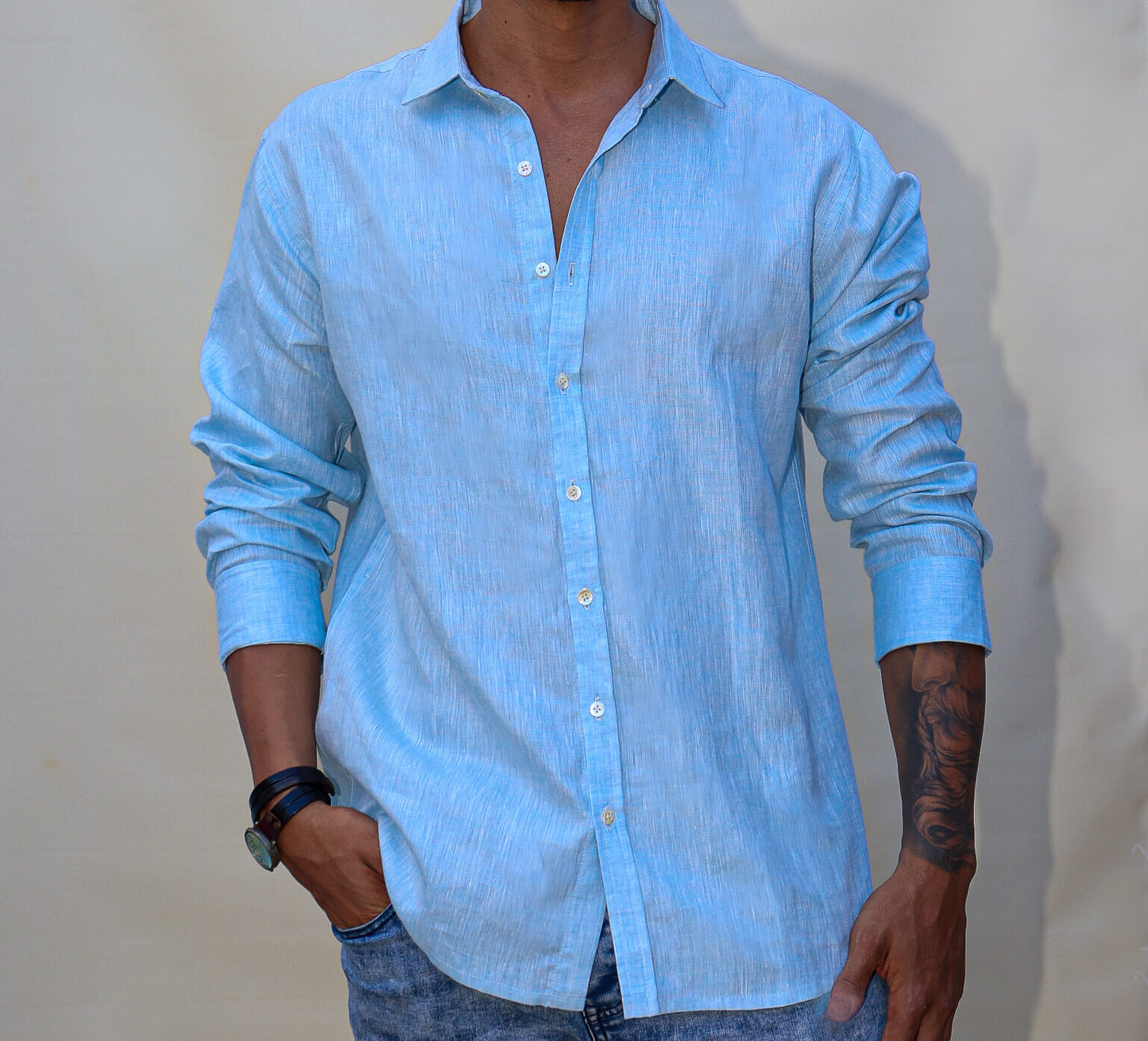 Botanic Men Shirt Light Blue